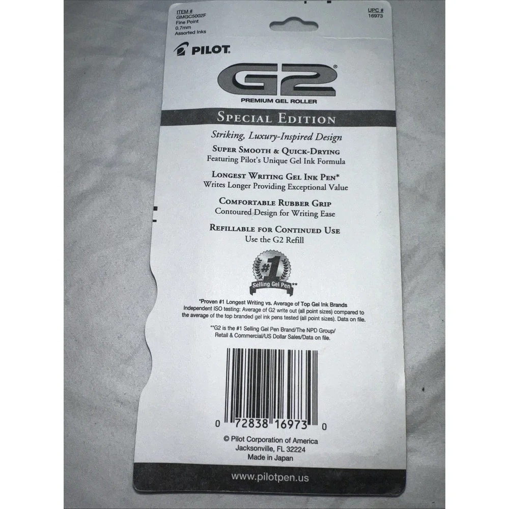 Pilot Gel Roller Pen G2 Premium Super Smooth Quick Drying Pack of 5 Multi Color
